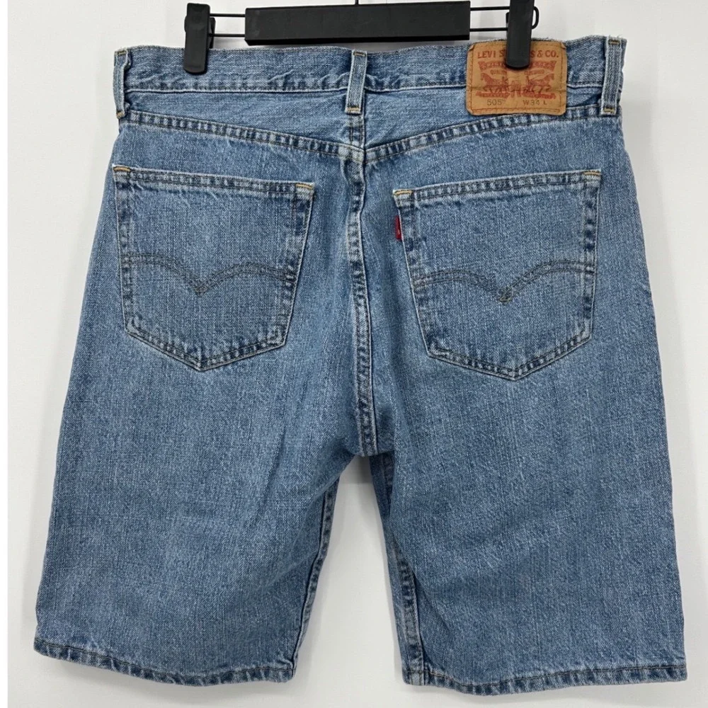 Levi's 505 Denim Shorts Mens 34 Light Wash Jean Shorts Jorts Y2K Skater Casual
